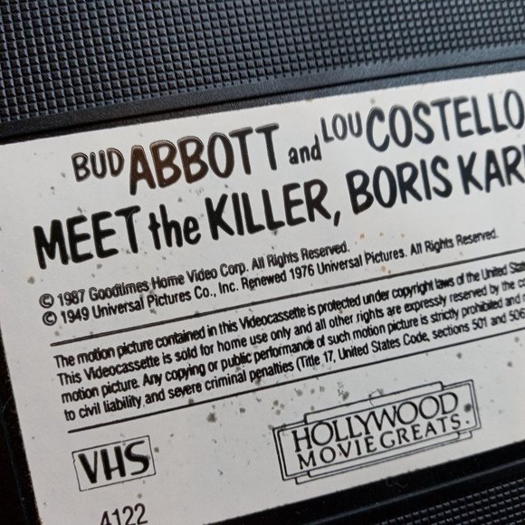Abbot And Costello Meet The Killer Boris Karloff VHS Movie Vintage Media - Picture 4 of 14